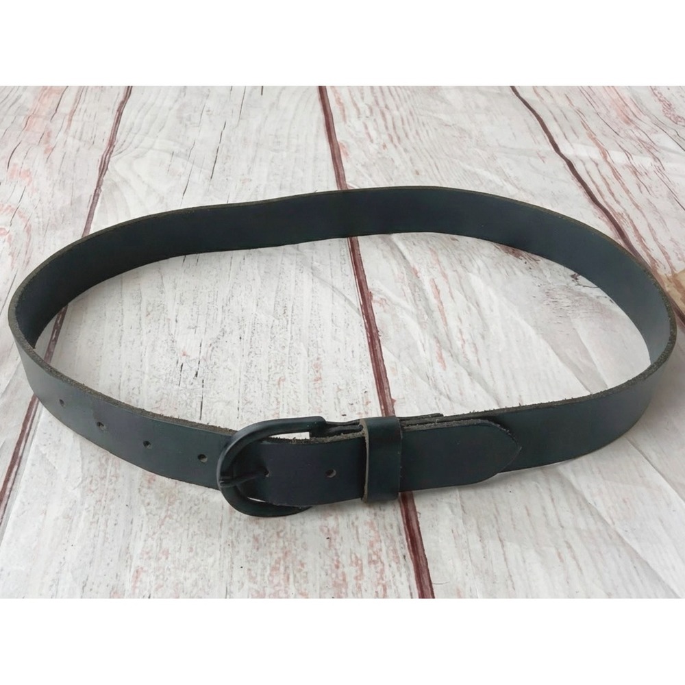 Kids Black 100% Leather Belt Size M Matte Black Buckle 100097062W